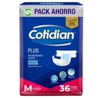 PAÑAL COTIDIAN PLUS TALLE MEDIO X36 UNIDADES.