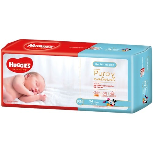 PAÑALES HUGGIES PRIMEROS 100 DIAS RN 34 UNIDADES