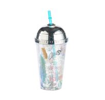 Vaso De Plástico Con Sorbito Brillantina