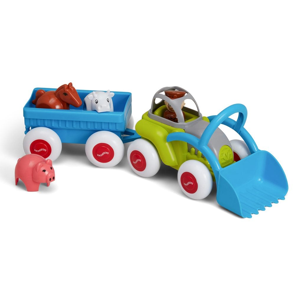 Juguete Viking Toys Tractor Midi Con Remolque Y Animales