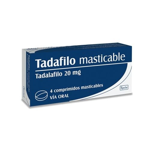 Tadafilo Masticable 20 Mg 4 Comprimidos