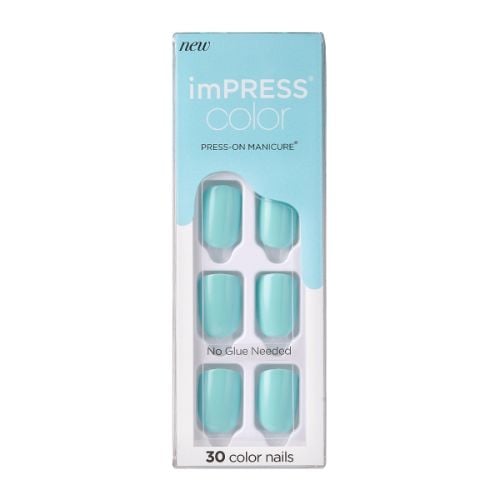 Uñas Postizas Adhesivas Kiss Color Impress Mint To Be 30 Piezas 