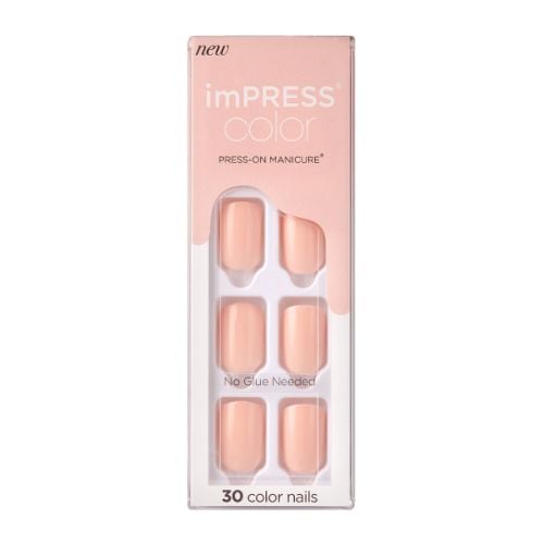 Uñas Postizas Adhesivas Kiss Impress Color Peevish Pink 30 Piezas