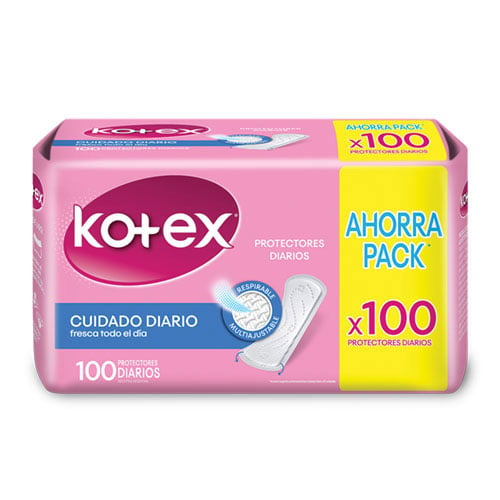 PROTECTORES DIARIOS KOTEX MULTIFORMA SIN PERFUMA X100 UNIDADES.