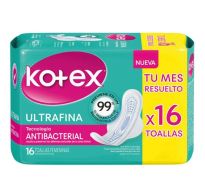 Toallitas Femeninas Ultrafina Antibacterial Con Alas Kotex 16 Unidades