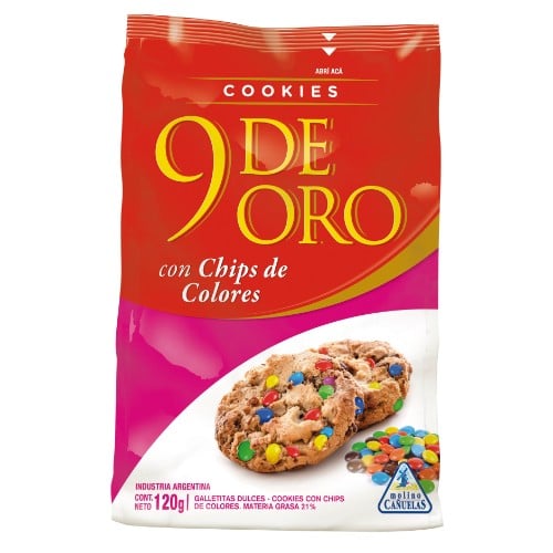 Galletitas 9 De Oro Chips Colores 120 G