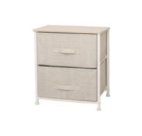 Mueble 2 Cestos Tela Y Acero Beige