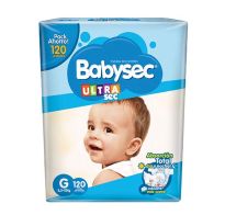 PAÑALES BABYSEC ULTRA SUPER G 120 UNIDADES