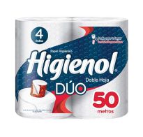 PAPEL HIGIÉNICO HIGIENOL PREMIUM DOBLE HOJA 50 METROS X4