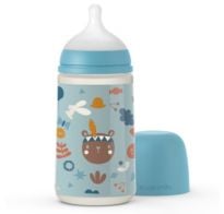 Mamadera Fisiológica Suavinex Silicona Azul +3 Meses 270 Ml