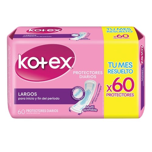 Protectores Diarios Kotex Largo Respirable 60 Unidades