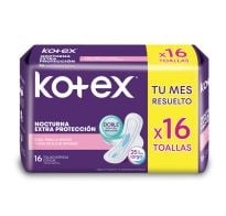 TOALLAS FEMENINAS KOTEX NORCTURNA X16 UNIDADES.