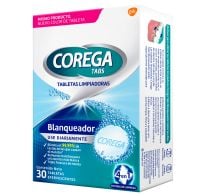 Tabletas Corega Limpiadoras Blanqueadoras 30 Unidades