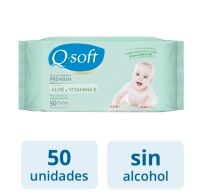 TOALLITAS HUMEDAS QSOFT CON ALOE X50 UNIDADES.