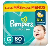 Pañales Pampers Confort Sec G 60 Unidades