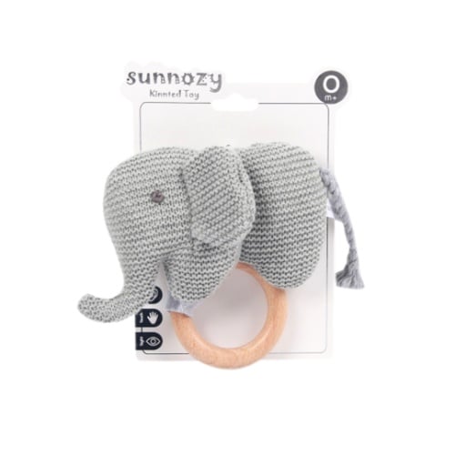 Sonajero Akas Elefante Crochet Con Aro Gris