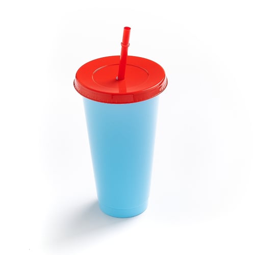 Vaso Con Sorbito Azul