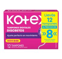 Tampones Kotex Digital Medio 12 Unidades