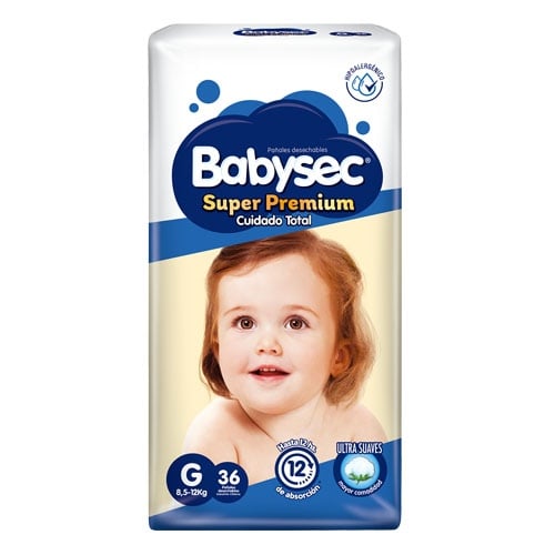 PAÑALES BABYSEC SUPER PREMIUM G X36 UNIDADES