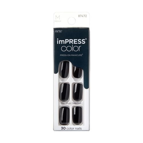 Uñas Postizas Impress All Black 87472 30 Unidades