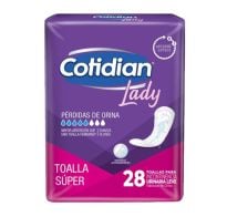 Toallitas Femeninas Cotidian Lady Súper 28 Unidades