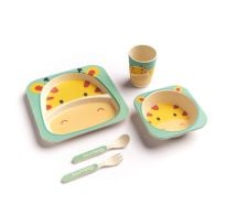 Set Rabitt De Plato Vaso Y Cubiertos Para Bebes De Bambu