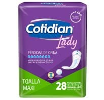 Toallitas Femeninas Cotidian Lady Maxi 28 Unidades