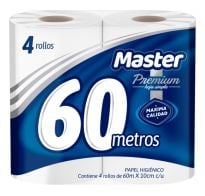 Papel Higiénico Master Premium 4 Unidades 60 Mt