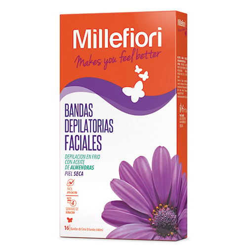 Bandas Depilatorias Faciales Millefiori Detox 16 Unidades