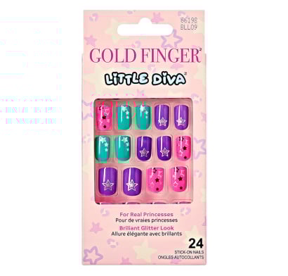 Uñas Postizas Adhesivas Little Diva Bll09 Estrellas 24 Unidades