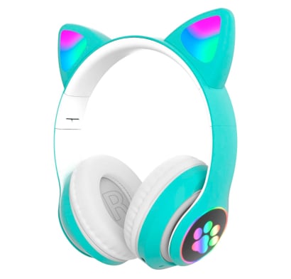 Auriculares Vincha Orejitas Con Luz Celeste