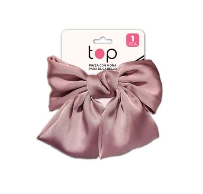 Pinza Para El Pelo Top Con Moña Rosa 1 Unidad