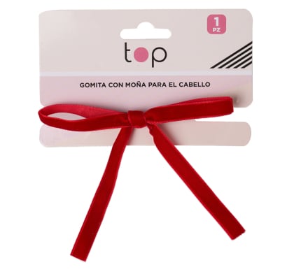 Gomita Para El Pelo Top Con Moña Roja 