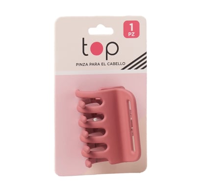 Pinza Para El Pelo Top Cuadrada Rosa Mate 1 Unidad