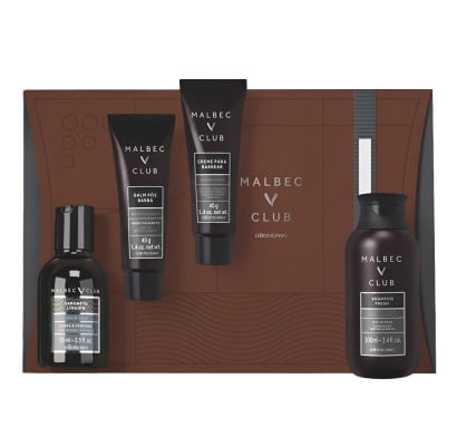 Cofre O Boticário Malbec Club Loción Post Barba 40 G + Crema De Afeitar 40 G + Jabón Líquido 75 Ml + Shampoo Fresh 100 Ml