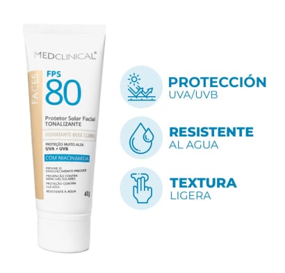 Protector Solar Medclinical Facial Beige Claro FPS80 40 g