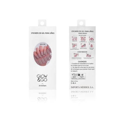 Uñas Postizas Adhesivas En Gel Glow & Go Para Lámpara Uv Beige