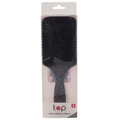 Cepillo Para El Pelo Top Cuadrado Negro Con Brillos