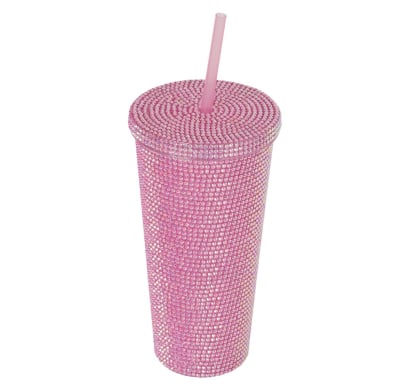 Vaso Con Brillos Farma Hogar Rosado 500 Ml