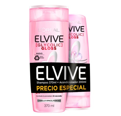 Pack Elvive Glycolic Gloss Shampoo 370 Ml + Acondicionador 200 Ml