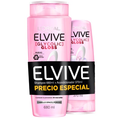 Pack Elvive Glycolic Gloss Shampoo 680 Ml + Acondicionador 370 Ml