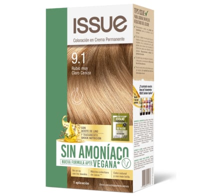 Kit Tinta Issue Sín Amoníaco N°9.1 Rubio Muy Claro Ceniza