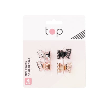 Mini Pinzas Para El Pelo Top Mariposa 4 Unidades 