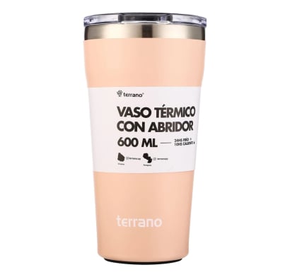 Vaso Térmico Terrano Con Destapador Rosado 600 Ml