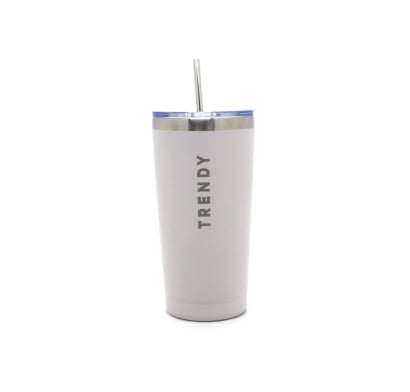 Vaso Térmico Trendy Con Tapa Y Sorbete Blanco 600 Ml