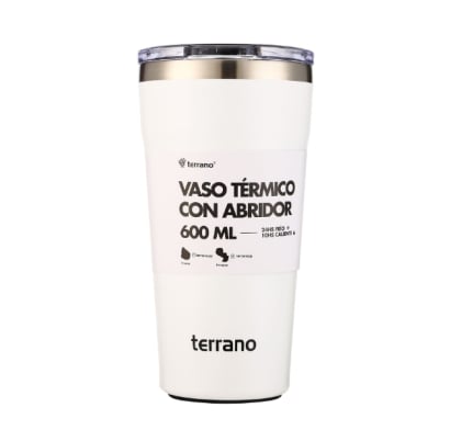 Vaso Térmico Terrano Con Destapador Blanco 600 Ml