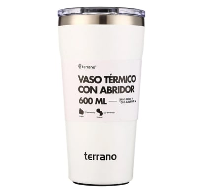 Vaso Térmico Terrano Con Destapador Blanco 600 Ml