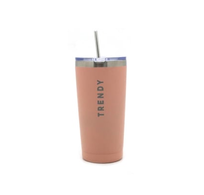 Vaso Térmico Trendy Con Tapa Y Sorbete Rosado 600 Ml