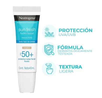 Protector Solar Facial Neutrogena Sun Fresh Hydro Boost Tono 2.0 FPS50 40 ml