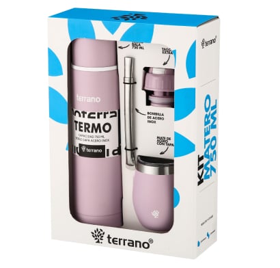 Kit Terrano Termo Bombilla Y Mate Lila 750 Ml